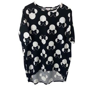 LuLaRoe Irma Disney Minnie Mouse Top Novelty Print Black White Sz S